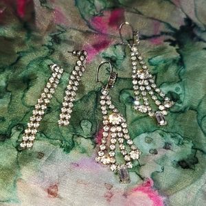 Two pair vintage rhinestone earrings